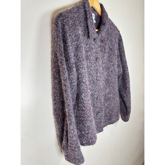 VTG Women’s Mohair Blend Cardigan Sweater M Knit Collar Made in USA - Picture 2 of 8